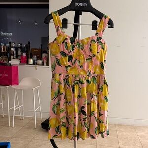 D&G inspired Pink Dress with Lemon Print